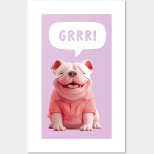 white baby american bully dog Posters and Art